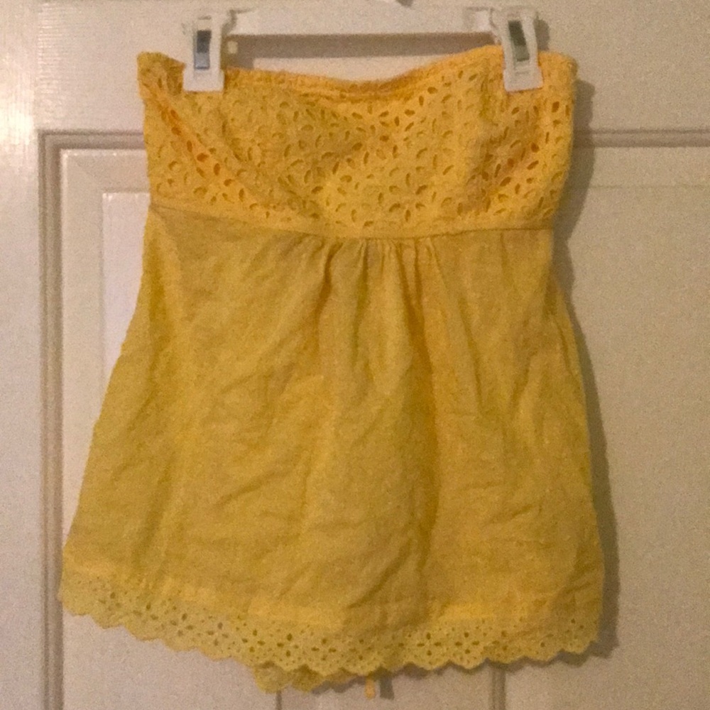 Yellow strapless top size small